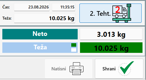 Drugo tehtanje in izračun neto teže